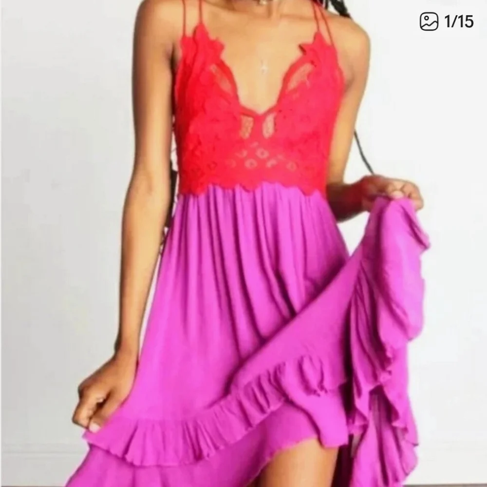 Nwot Free People One FP Adella dress in Red And Purple - Picture 2 of 15